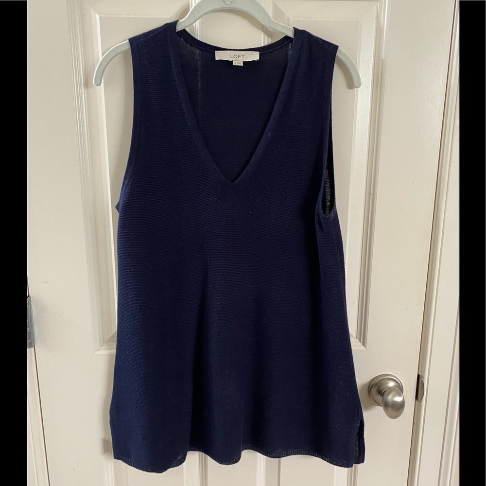 LOFT navy blue sleeveless v-neck sweater